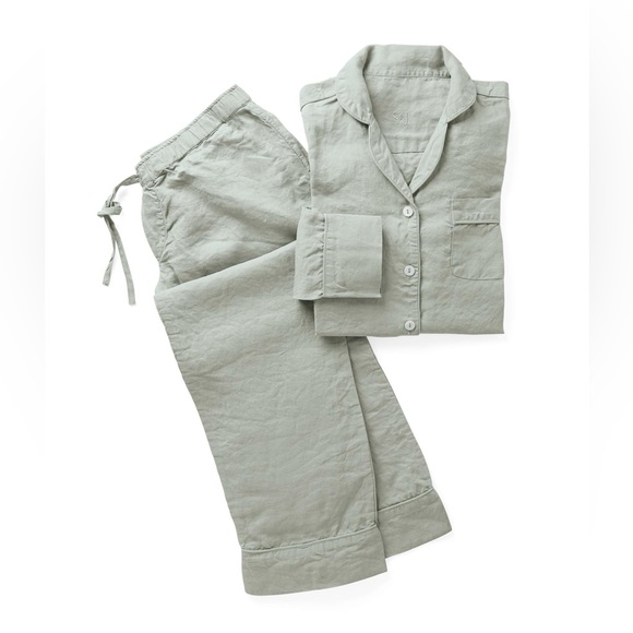 Serena & Lily Positano Linen Pajama Set - Eucalyptus